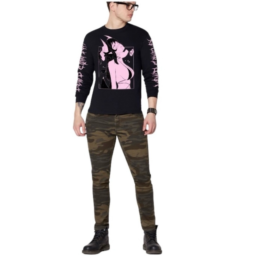 Lewd Complex Sububus V2 Long Sleeve T-Shirt Black Pink Size Small Unisex
